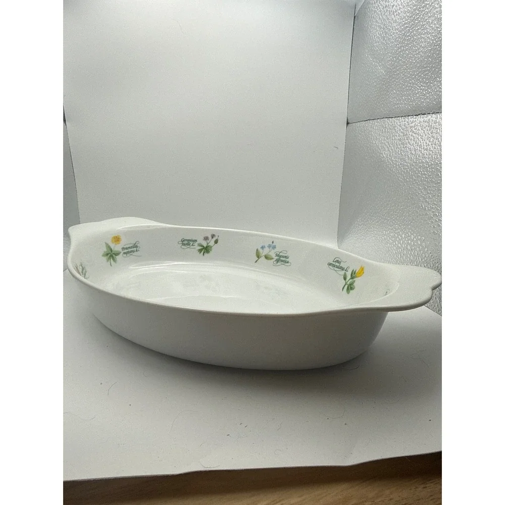 VTG Anchor Hocking Au Gratin Dish Floral Oven/Micro Safe Japan 7.5in Cottagecore